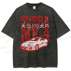 Unisex Japanese Car Printed Washed Tee
