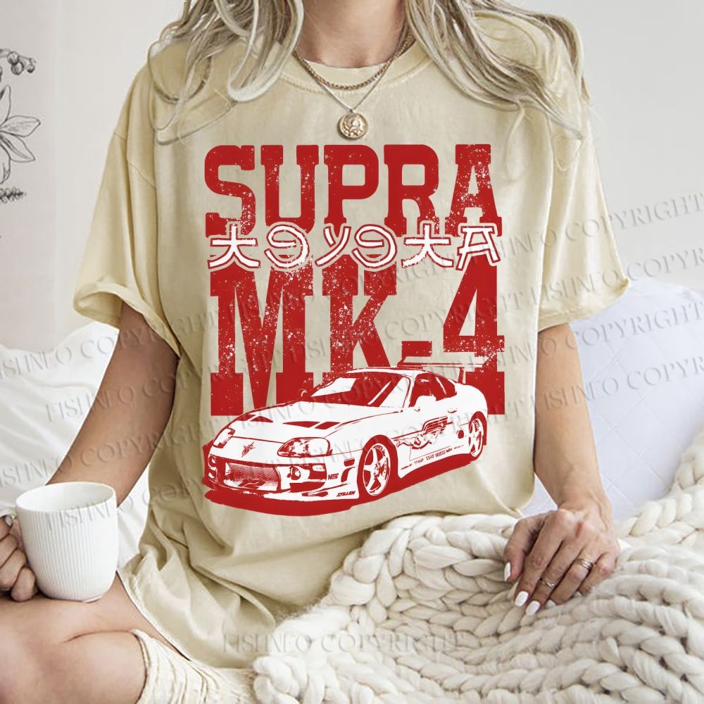 Unisex Japanese Car Printed Washed Tee