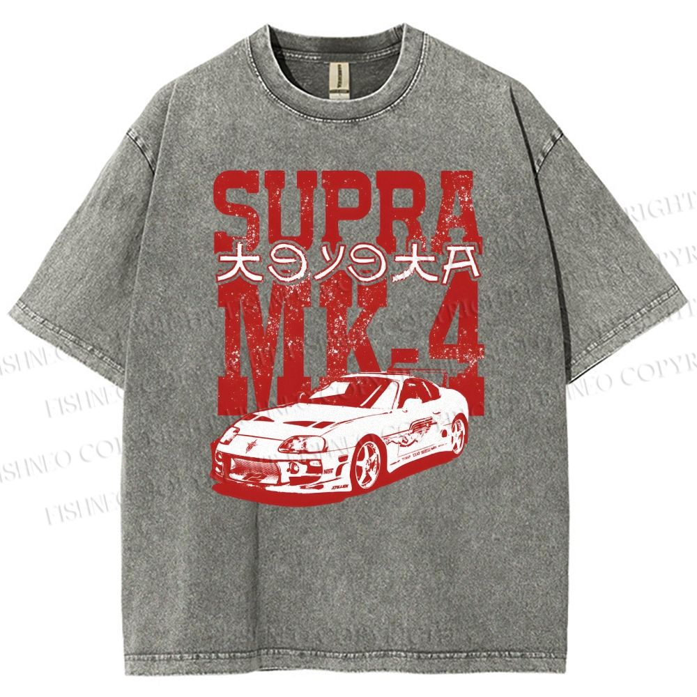 Unisex Japanese Car Printed Washed Tee