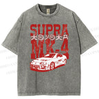 Unisex Japanese Car Printed Washed Tee