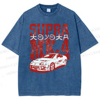 Unisex Japanese Car Printed Washed Tee