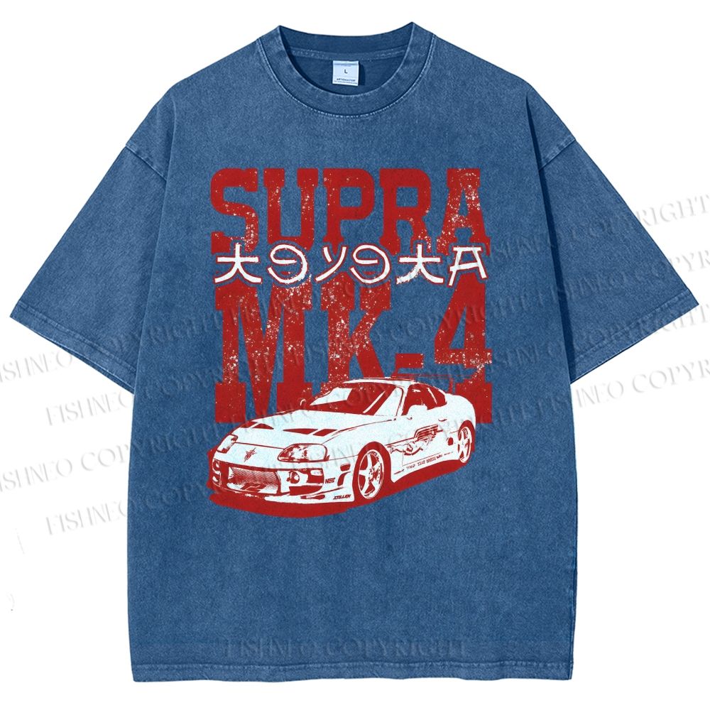 Unisex Japanese Car Printed Washed Tee