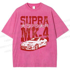 Unisex Japanese Car Printed Washed Tee