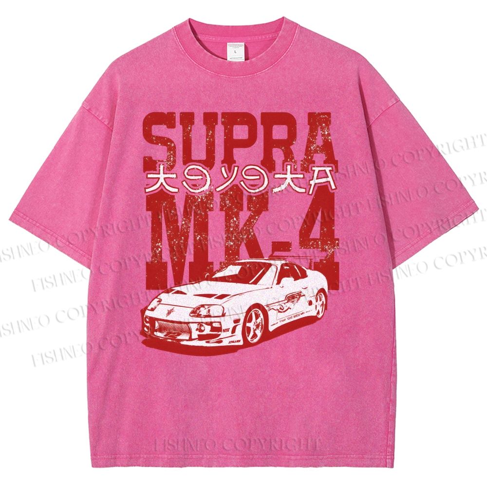 Unisex Japanese Car Printed Washed Tee
