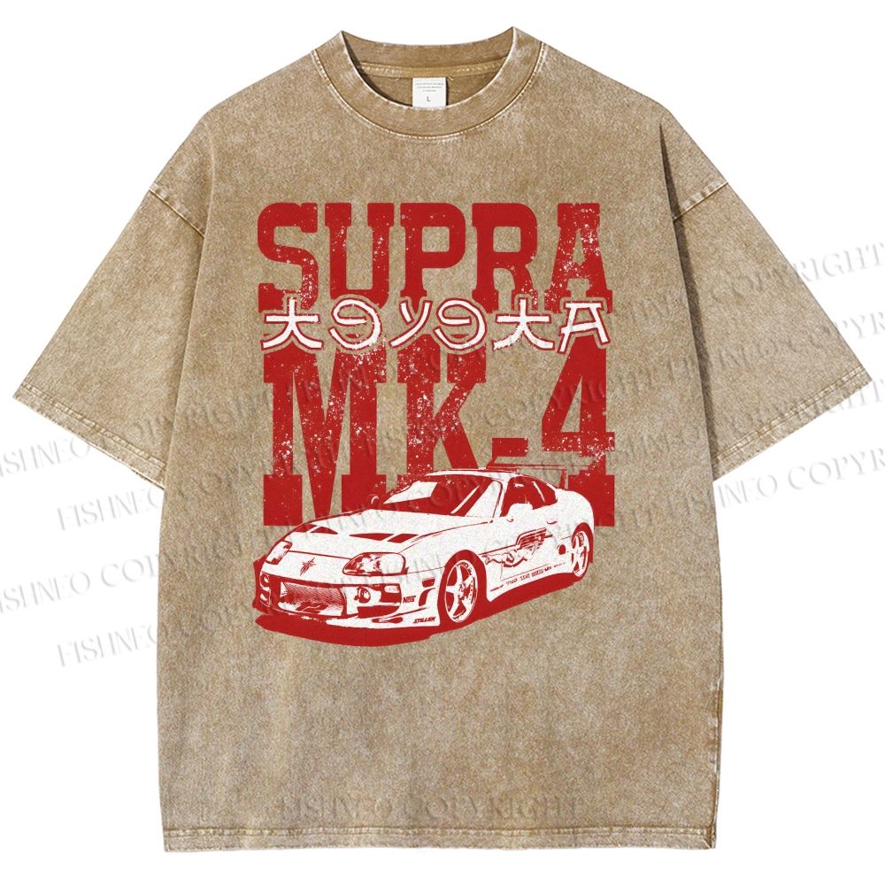 Unisex Japanese Car Printed Washed Tee