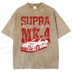 Unisex Japanese Car Printed Washed Tee