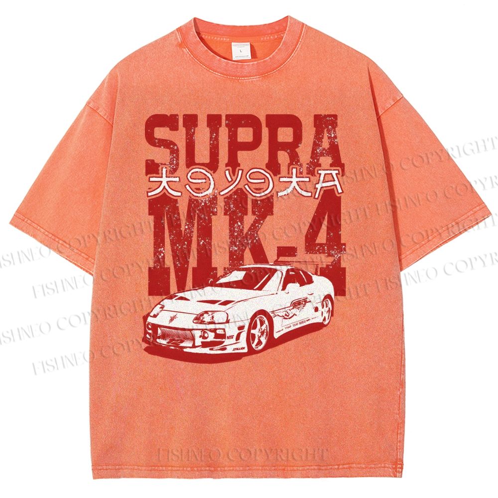 Unisex Japanese Car Printed Washed Tee
