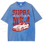 Unisex Japanese Car Printed Washed Tee