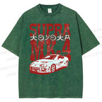 Unisex Japanese Car Printed Washed Tee