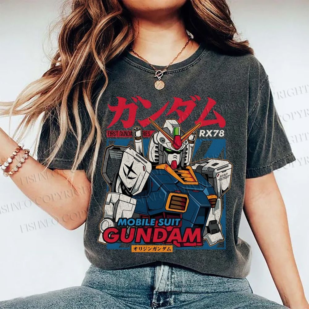 Unisex Gundam Printed Washed Tee