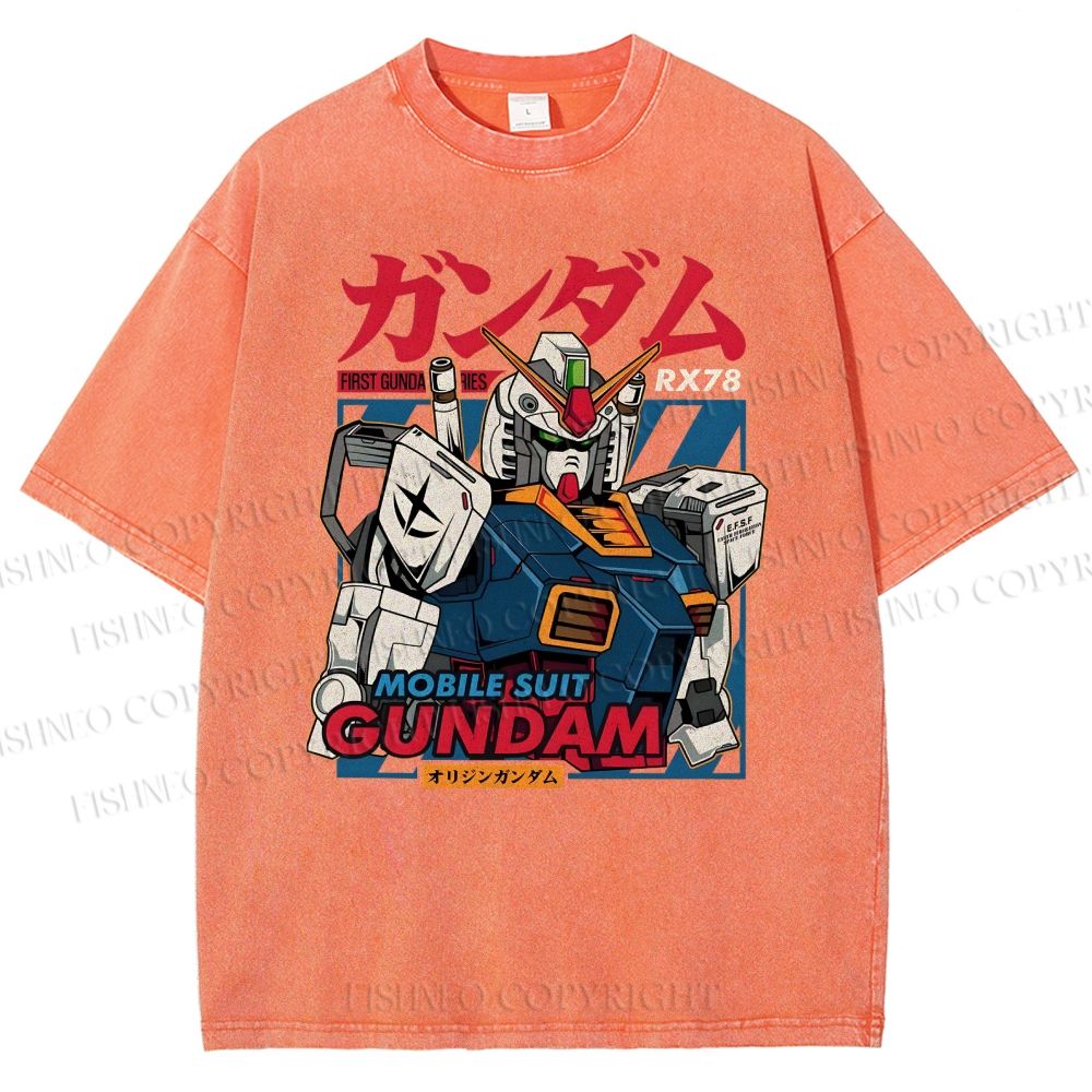 Unisex Gundam Printed Washed Tee