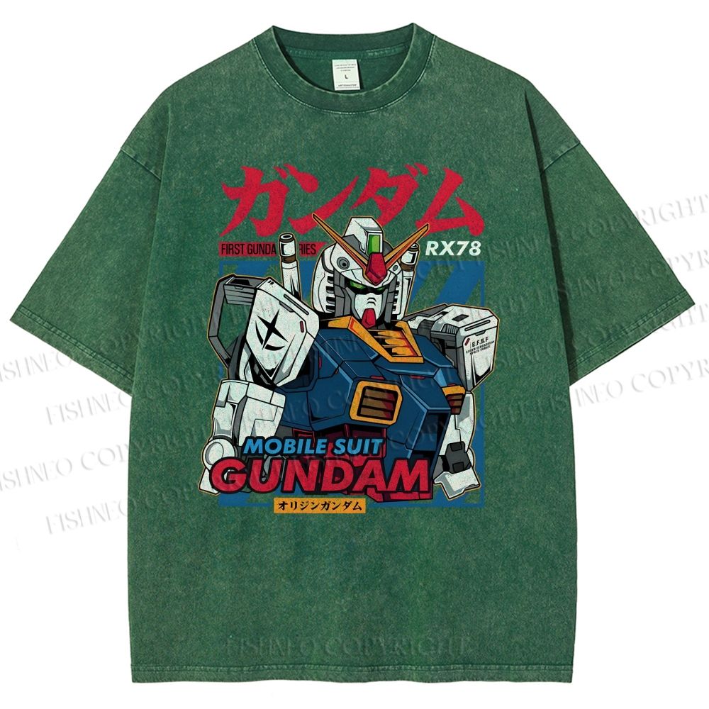 Unisex Gundam Printed Washed Tee