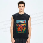 Unisex Kanagawa Printed Washed Tank Top