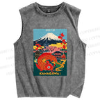 Unisex Kanagawa Printed Washed Tank Top