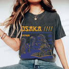 Unisex Japanese Osaka Graffiti Printed Washed Tee