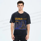 Unisex Japanese Osaka Graffiti Printed Washed Tee