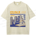 Unisex Japanese Osaka Graffiti Printed Washed Tee
