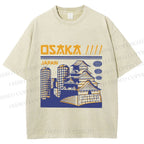 Unisex Japanese Osaka Graffiti Printed Washed Tee