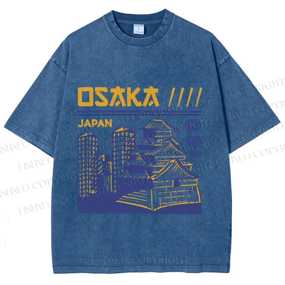 Unisex Japanese Osaka Graffiti Printed Washed Tee