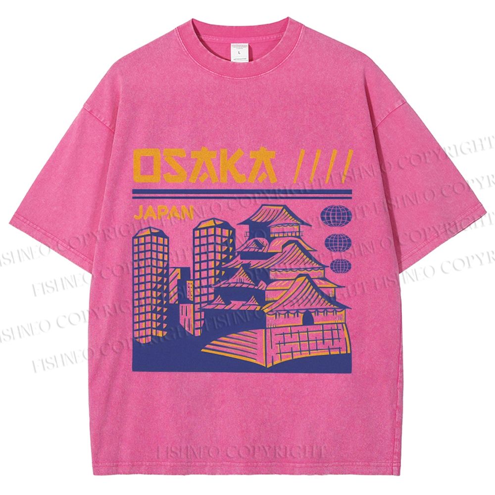 Unisex Japanese Osaka Graffiti Printed Washed Tee