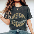 Unisex Vintage Fish Mega Lodon Printed Washed Tee