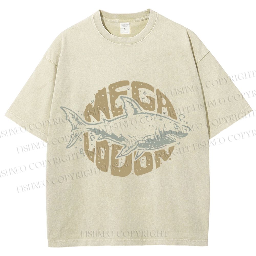 Unisex Vintage Fish Mega Lodon Printed Washed Tee