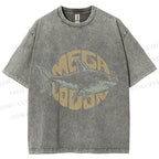 Unisex Vintage Fish Mega Lodon Printed Washed Tee