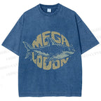 Unisex Vintage Fish Mega Lodon Printed Washed Tee