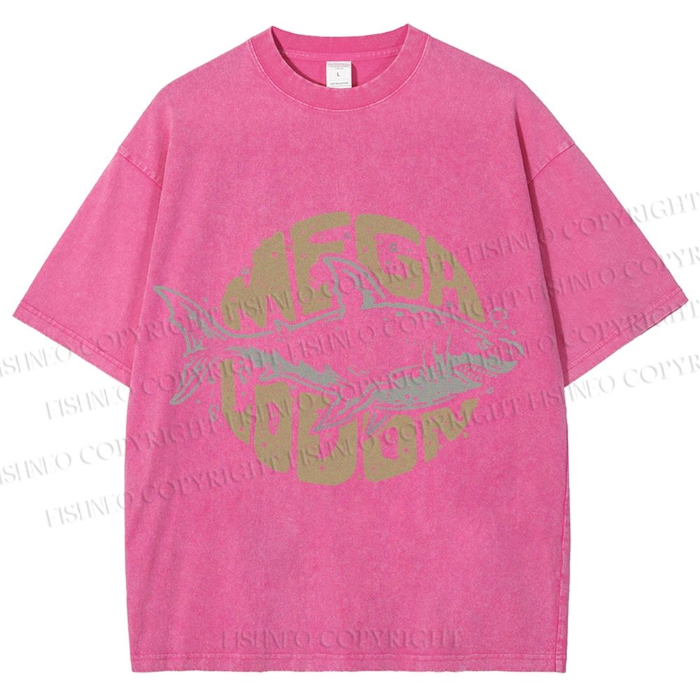 Unisex Vintage Fish Mega Lodon Printed Washed Tee