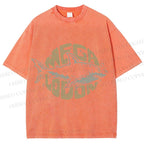 Unisex Vintage Fish Mega Lodon Printed Washed Tee