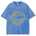 Unisex Vintage Fish Mega Lodon Printed Washed Tee