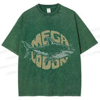 Unisex Vintage Fish Mega Lodon Printed Washed Tee