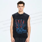 Unisex Vintage BlueChip Cowboy Boots Printed Washed Tank Top