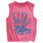 Unisex Vintage BlueChip Cowboy Boots Printed Washed Tank Top