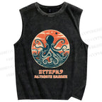 Unisex Octopus Ultimate Hugger Printed Washed Tank Top