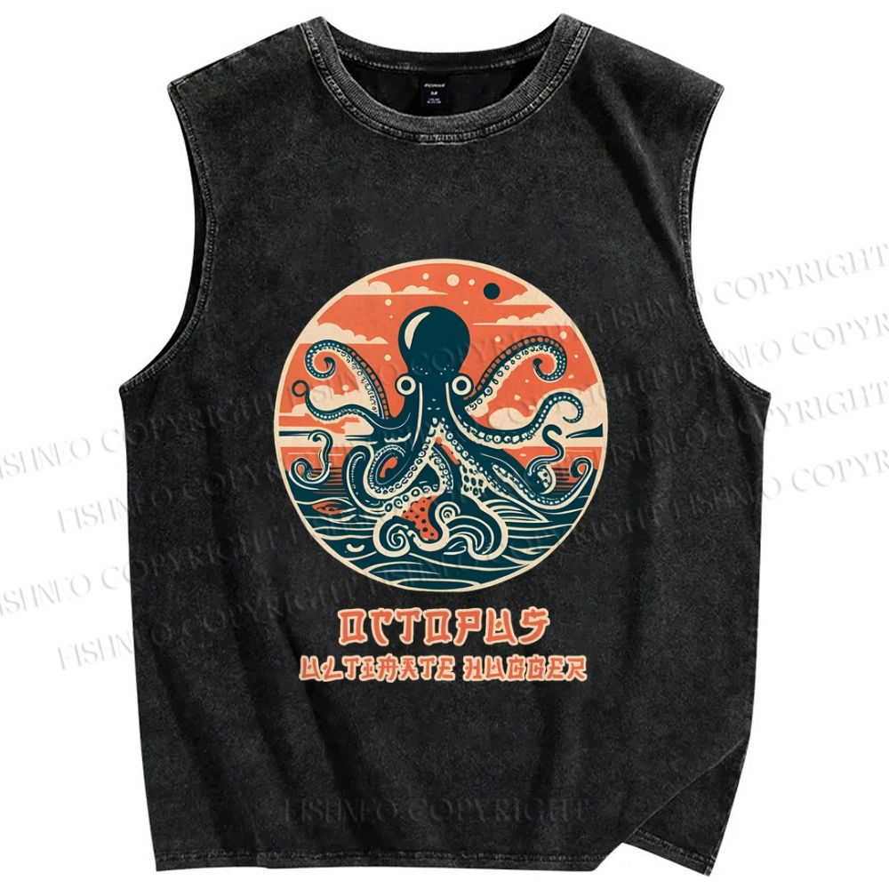 Unisex Octopus Ultimate Hugger Printed Washed Tank Top