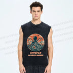 Unisex Octopus Ultimate Hugger Printed Washed Tank Top