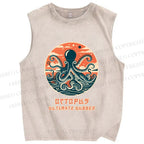 Unisex Octopus Ultimate Hugger Printed Washed Tank Top