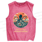 Unisex Octopus Ultimate Hugger Printed Washed Tank Top