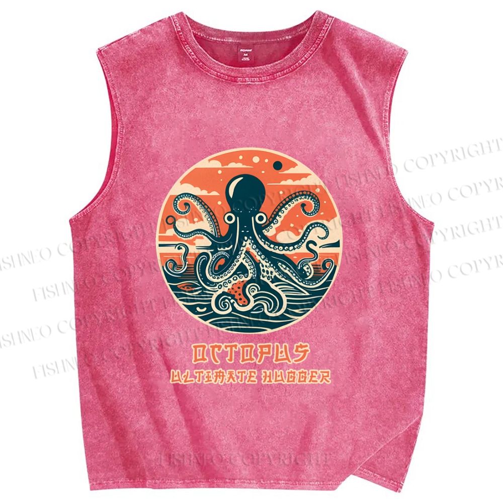 Unisex Octopus Ultimate Hugger Printed Washed Tank Top