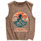 Unisex Octopus Ultimate Hugger Printed Washed Tank Top
