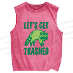 Unisex Raccoon Lets Get Trashed Printed Washed Tank Top