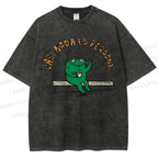 Unisex Cartoon Frog Printed Washed Tee