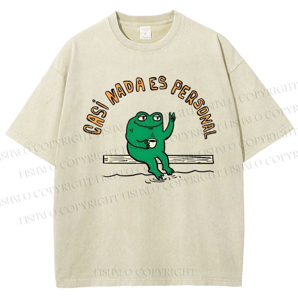 Unisex Cartoon Frog Printed Washed Tee