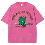 Unisex Cartoon Frog Printed Washed Tee