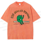 Unisex Cartoon Frog Printed Washed Tee