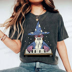 Unisex Cartoon Magician Printed Washed Tee