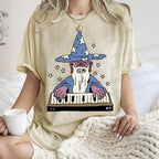 Unisex Cartoon Magician Printed Washed Tee