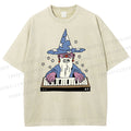 Unisex Cartoon Magician Printed Washed Tee