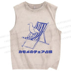 Unisex The Territory Occupied By Seagulls Printed Washed Tank Top